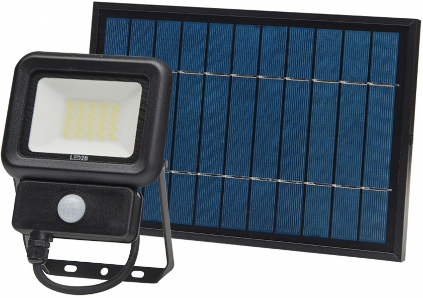 LED SOLAR PROZEKTOR+ANDUR 20W 1400LM 195X138MM KÜLM VALGE. MUST IP65 A++ LED2B