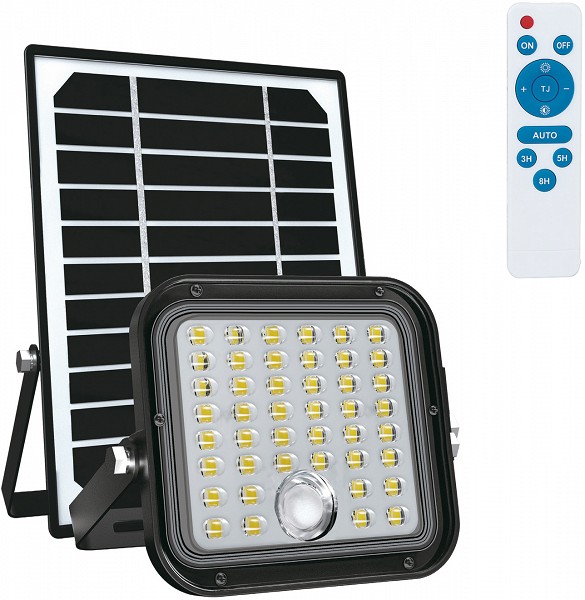 LED SOLAR PROZEKTOR+ANDUR+PULT 10W 1500LM 144X153MM NEUTRAALVALGE. MUST IP65 A++ KOBI