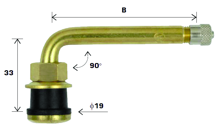 TL-VENTIIL VEOAUTO. V3-21-9  /  TR570C. NURK 90. AVA 15.7MM. L=33+51MM