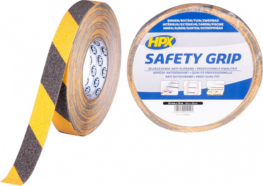 KARE HOIATUSTEIP KOLLANE / MUST KALDTRIIPUDEGA 25MM / 18M HPX