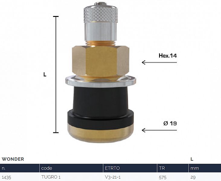 TL-VENTIIL VEOAUTO. V3-21-1  /  TR575. SIRGE. AVA=15.7MM. L=29MM