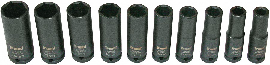 10-OS. 1 / 2" PIKKADE LÖÖKPADRUNITE KOMPL. 10-24MM TRIUMF