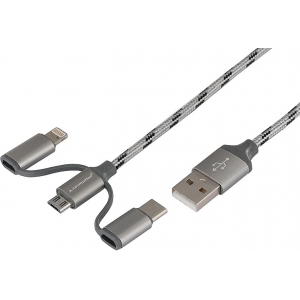 LAADIMISJUHE 3IN1 USB - MICRO USB. LIGHTNING / APPLE. USB-C 120CM CARMOTION