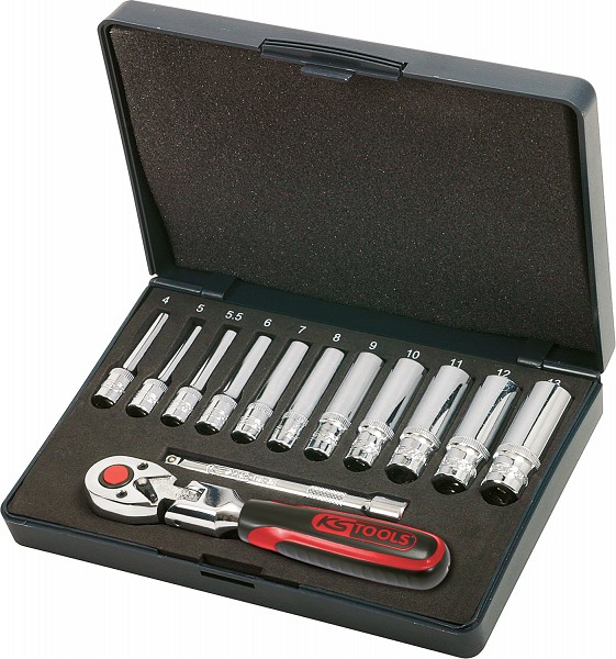 13-OS. TÖÖRIISTAKOMPL. 1 / 4" 4-13MM PIKAD PADRUNID KS TOOLS