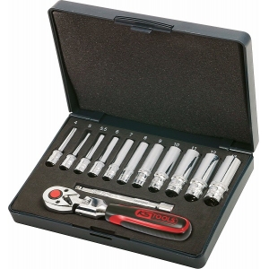 13-OS. TÖÖRIISTAKOMPL. 1 / 4" 4-13MM PIKAD PADRUNID KS TOOLS