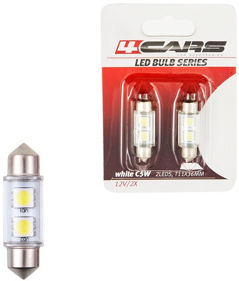 12V SV8.5-8 LED PIRN 36MM VALGE BLISTER 2TK 4CARS