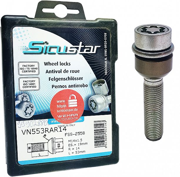 LUKUSTUSP. SICUSTAR PK14X1.50 / 53 / 19 (POR) FSS-2558