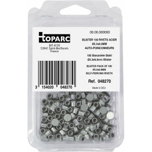 100 SELF PIERCING STEEL RIVETS STEEL Ø5.3X6.0MM - BLISTER PACK