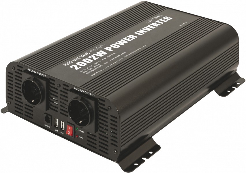 INVERTER PSW 12V->230V 2000W + JUHTPULT GYS