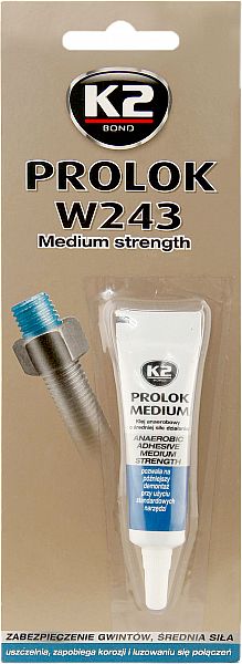 K2 PROLOK W243 MEDIUM STRENGHT ANAEROOBNE SININE KEERMELIIM 6ML