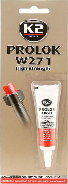 K2 PROLOK W271 HIGH STRENGHT ANAEROOBNE PUNANE KEERMELIIM 6ML