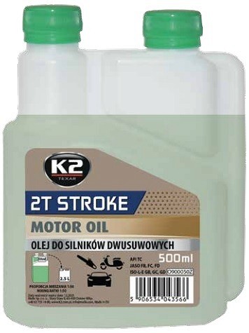 K2 2T STROKE OIL 2T MOOTORIÕLI ROHELINE 500ML (POOLSÜNT.)