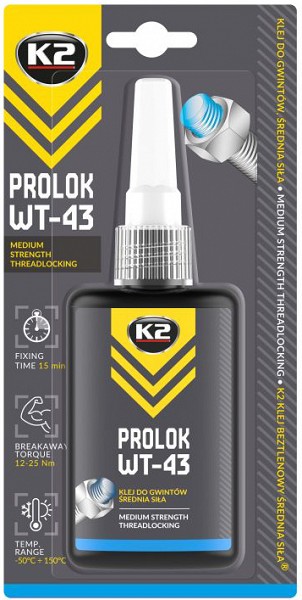 K2 PROLOK WT-43 MEDIUM STRENGTH THREADLOCK SININE KEERMELIIM 50ML