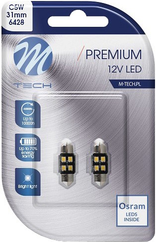 12V SV8.5-8 LED PIRN 0.5W 31MM C5W CANBUS PREMIUM BLISTER 2TK(OSRAM LED) M-TECH