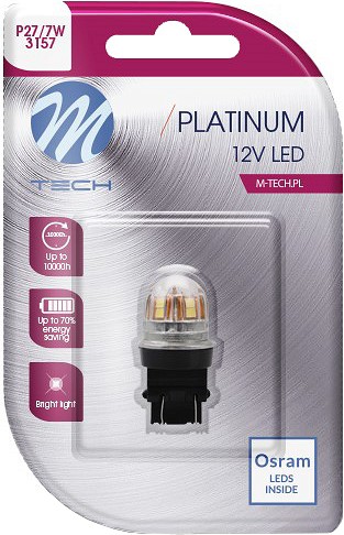 12V / 24V P27 / 7W LED PIRN 3.3W 3157 CANBUS PLATINUM BLISTER 1TK (OSRAM LED) M-TECH