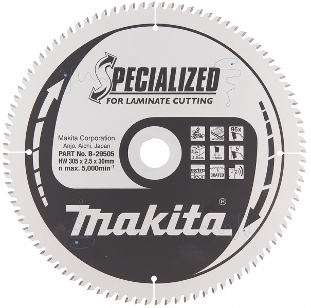 SAEKETAS 305X30X MM 96T 5° LAMINAADI LÕIKAMISEKS. EXTRA CLAN CUT. VAIKNE. SPECIALIZED MAKITA