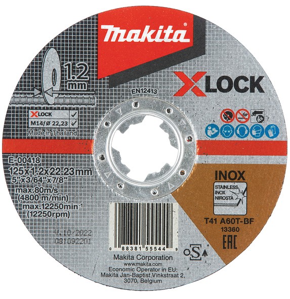 LÕIKEKETAS 1TK. 125X1.2MM. X-LOCK (A60T) INOX MAKITA