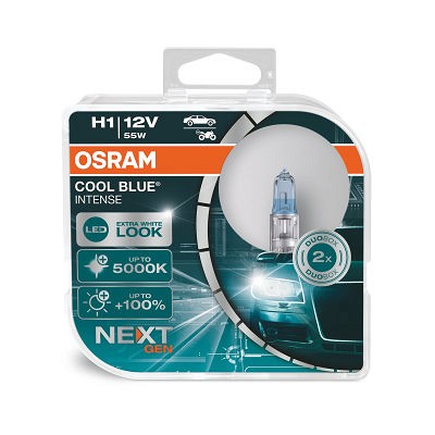 12V H1 PIRN 55W +100% 5000K COOL BLUE INTENSE HCB 2TK OSRAM