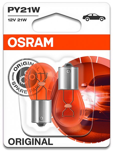 12V BAU15S PIRN 21W PY21W KOLLANE ORIGINAL BLISTER 2TK OSRAM