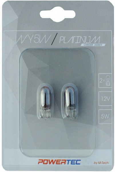 12V T10 PIRN 5W WY5W PLATINUM CHROME POWERTEC BLISTER 2TK M-TECH