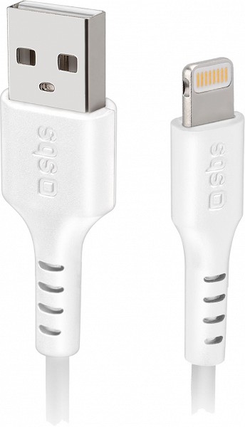 LAADIMISJUHE 2.0M LIGHTNING / APPLE - USB VALGE SBS