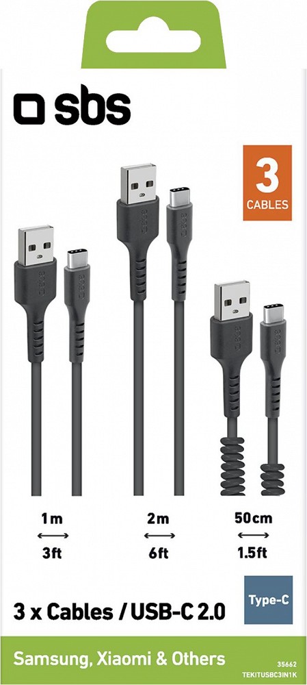 LAADIMISJUHE KOMPL. 3TK USB-C - USB 2.0 MUST SBS